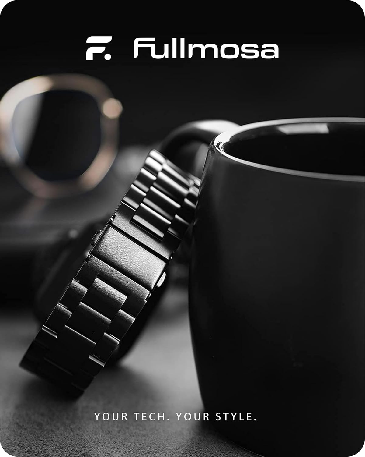 Fullmosa Compatible For Apple Watch Band 45mm 44mm 42mm, Stainless Steel iWatch Band with Case For Apple Watch Series 9 8 7 6 5 4 3 2 1 & iWatch SE and SE 2, 42mm 44mm 45mm Black