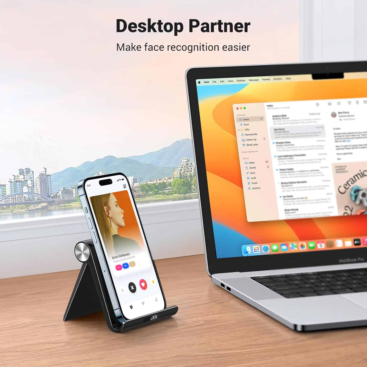 UGREEN Cell Phone Stand, Smartphone Holder for Desk, Adjustable and Foldable