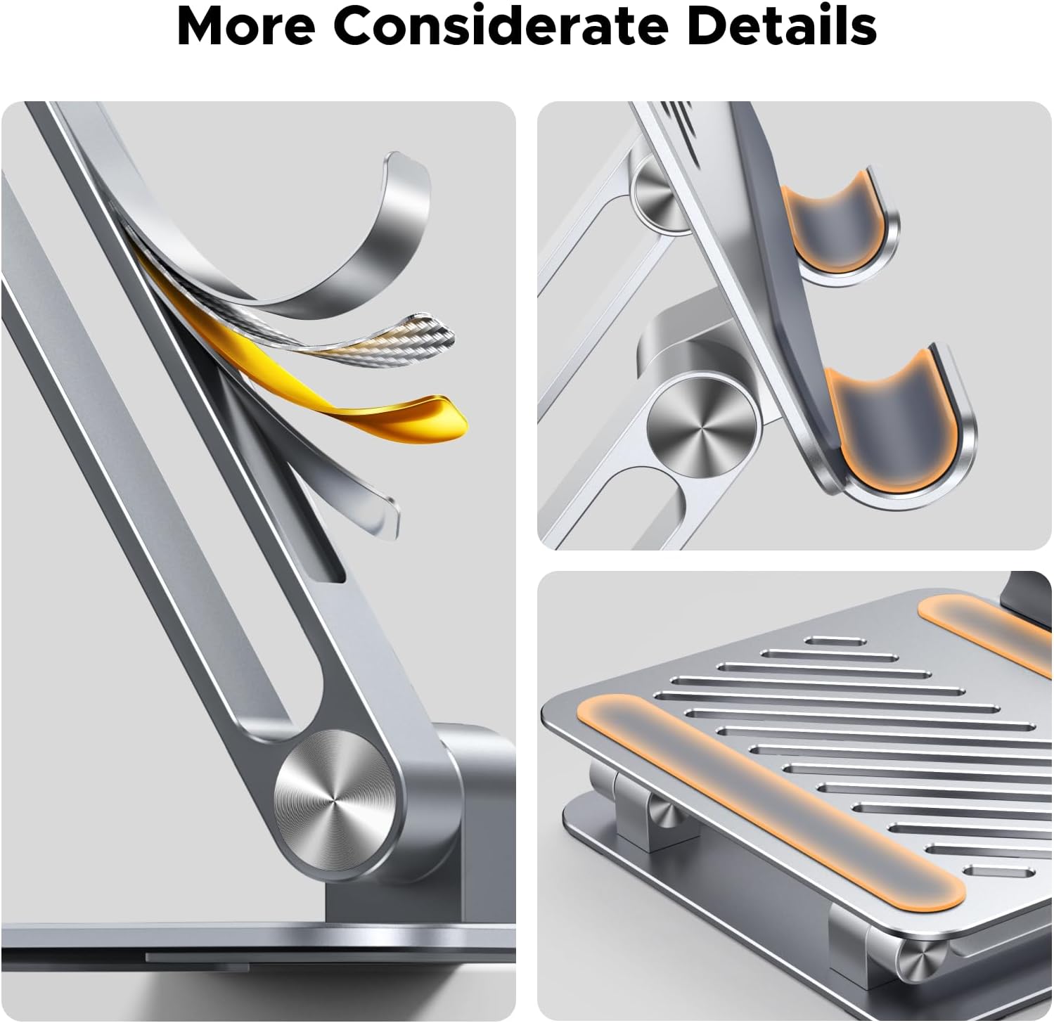 UGREEN Tablet Stand Holder for Desk, Dual Rod Support Aluminum Desktop Mount, Adjustable Foldable Dock, Multi-Angle Riser, Compatible with iPad Pro Air Mini, Silver
