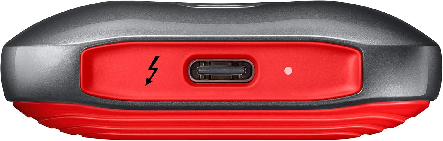 SAMSUNG X5 Portable SSD 1TB - Up to 2800MB/s -Thunderbolt 3 NVMe External Solid State Drive, Gray/Red (MU-PB1T0B/AM)