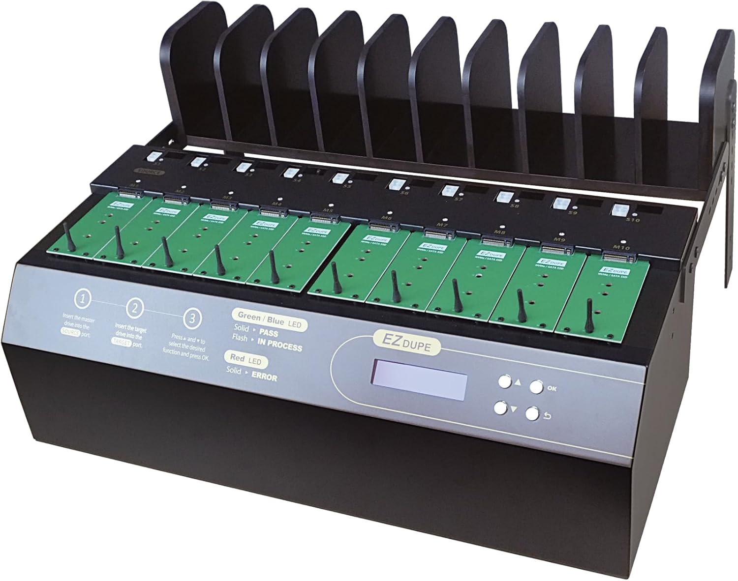 EZ DUPE 1-to-9 NVMe Cyclone Pro Duplicator & Eraser (300MB/s)