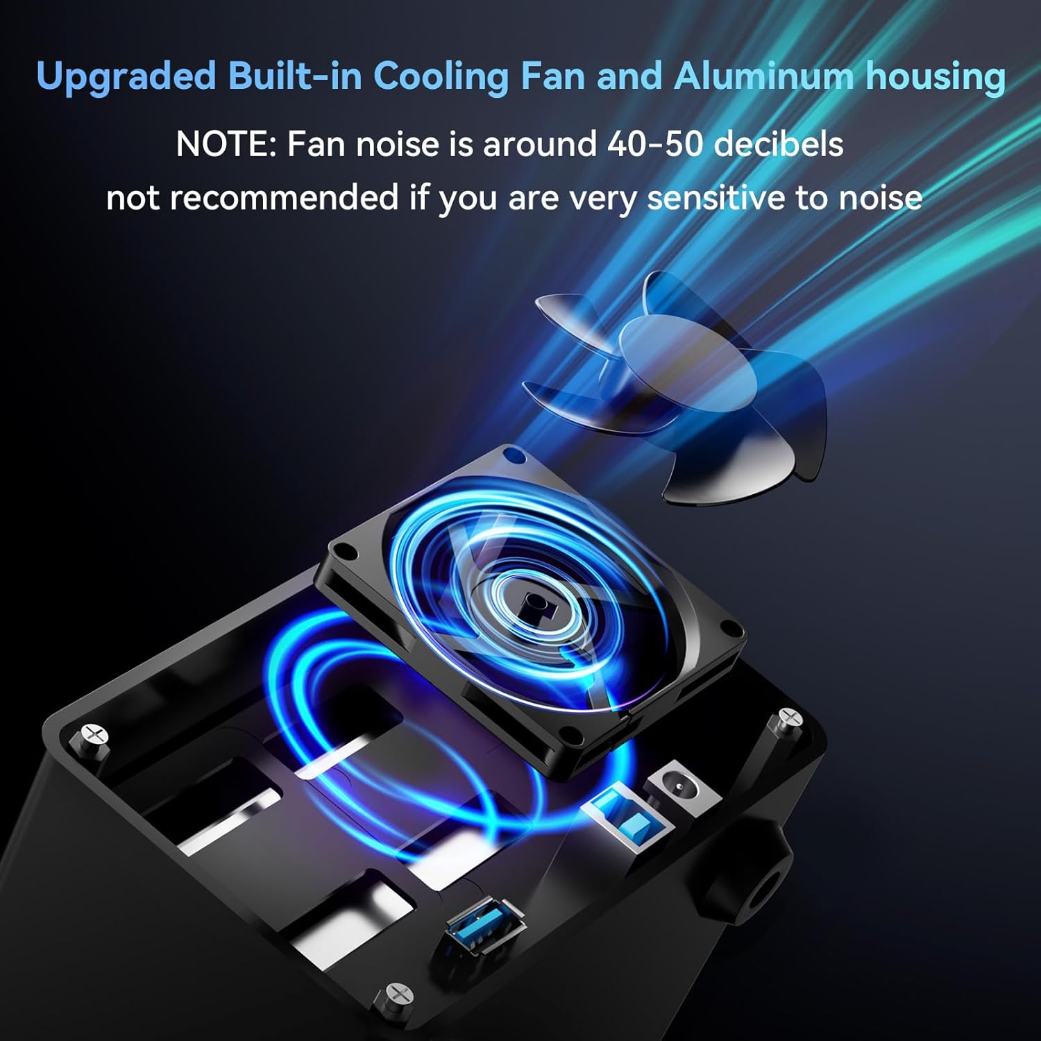 CENMATE Dual-Bay Hard Drive Enclosure — USB 3.0, Aluminum with Silent Cooling Fan
