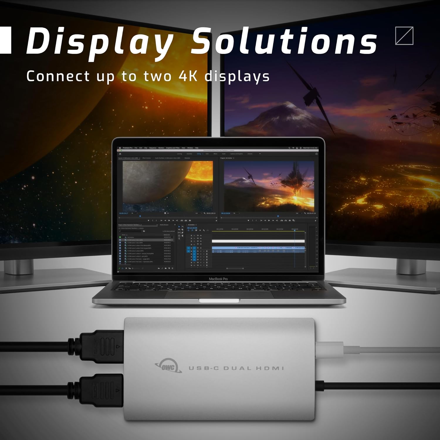 OWC USB-C to Dual HDMI 4K Display Adapter with DisplayLink