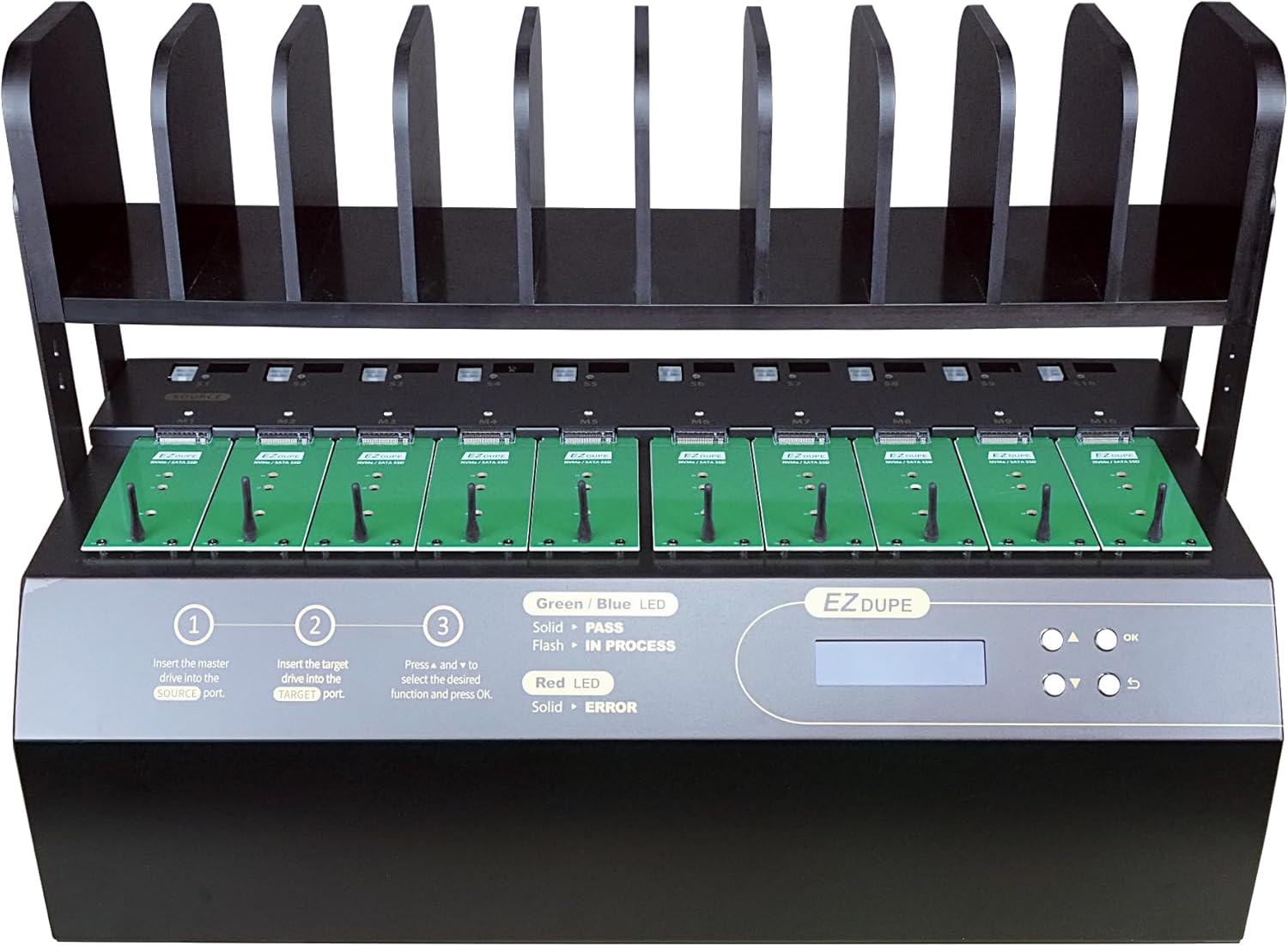 EZ DUPE 1-to-9 NVMe Cyclone Pro Duplicator & Eraser (300MB/s)