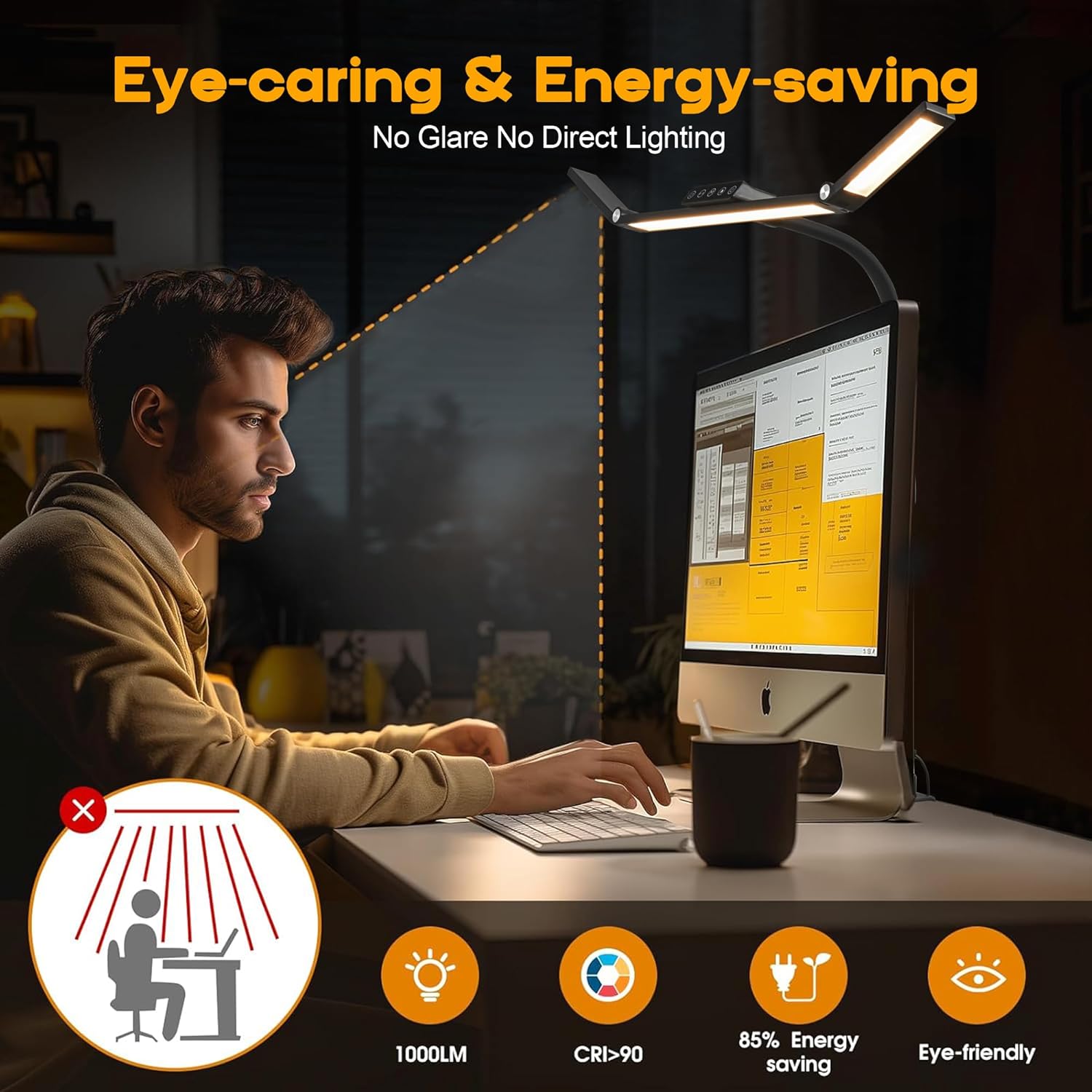Anyuainiya LED Desk Lamp with Clamp — 24W Architect Light