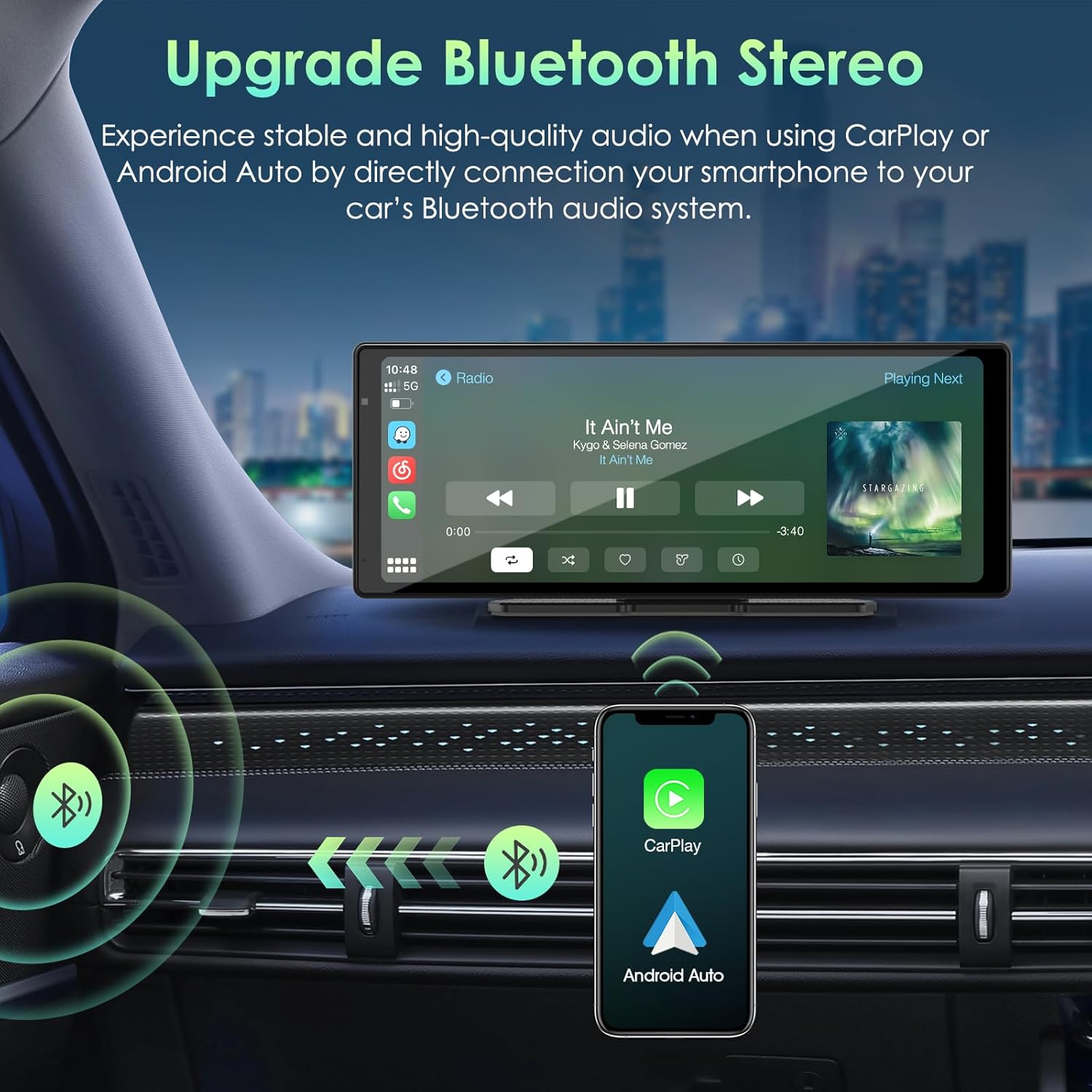APHQUA Wireless Apple Carplay &Android Auto,9.3'' Carplay Screen,Apple Car Play with Lifting 2.5K Dash Cam,1080P Backup Camera,Drive Mate Carplay Box withSiri/FM/Bluetooth for All Car Models