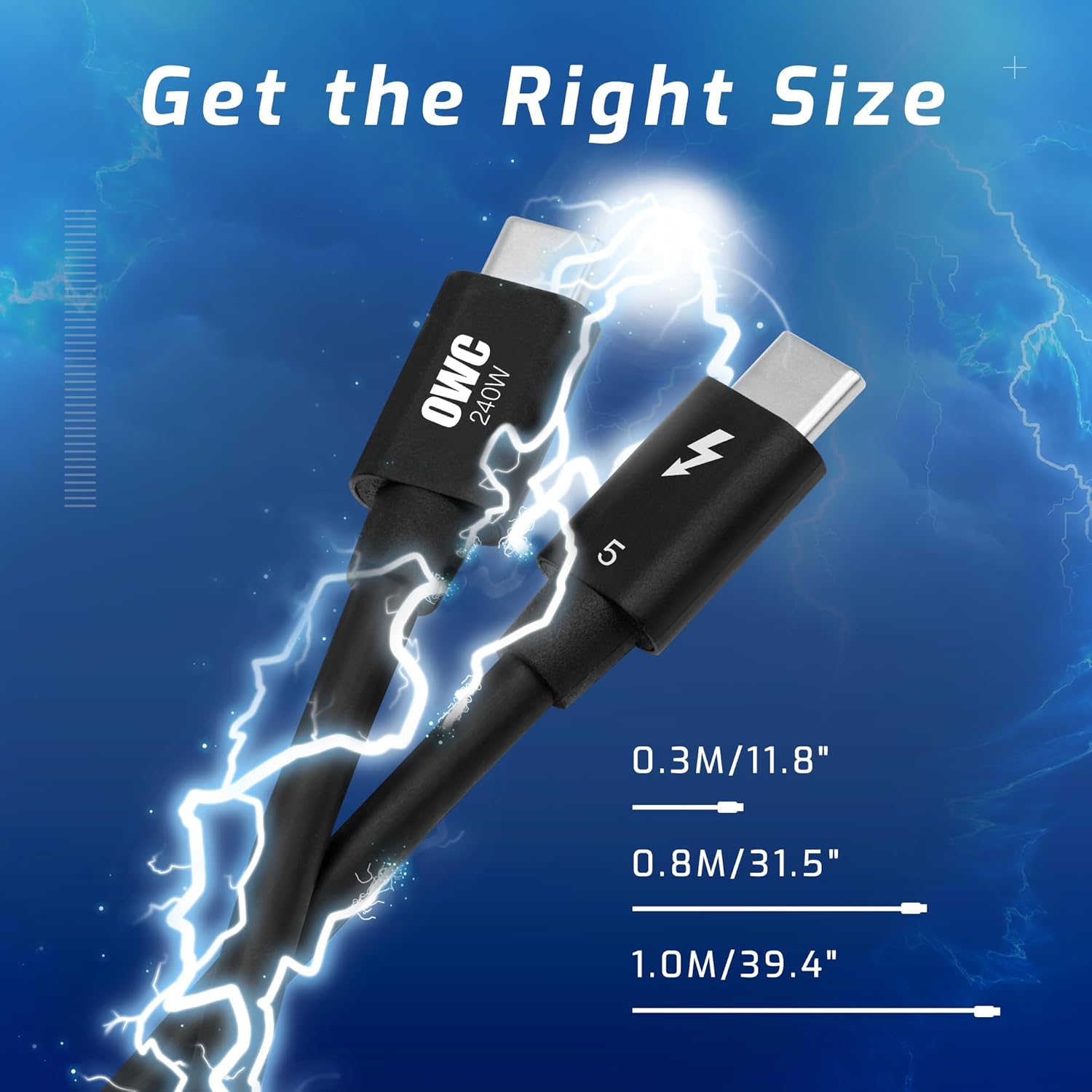 OWC Thunderbolt 5 / USB-C Cable – High-Speed Data & 240W Charging