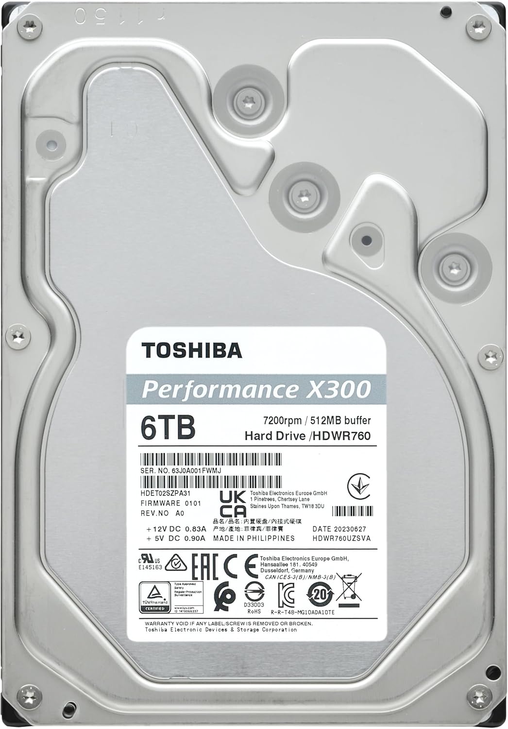 Toshiba X300 6TB Performance & Gaming 3.5-Inch SATA Internal Hard Drive – 7200 RPM, 512MB Cache
