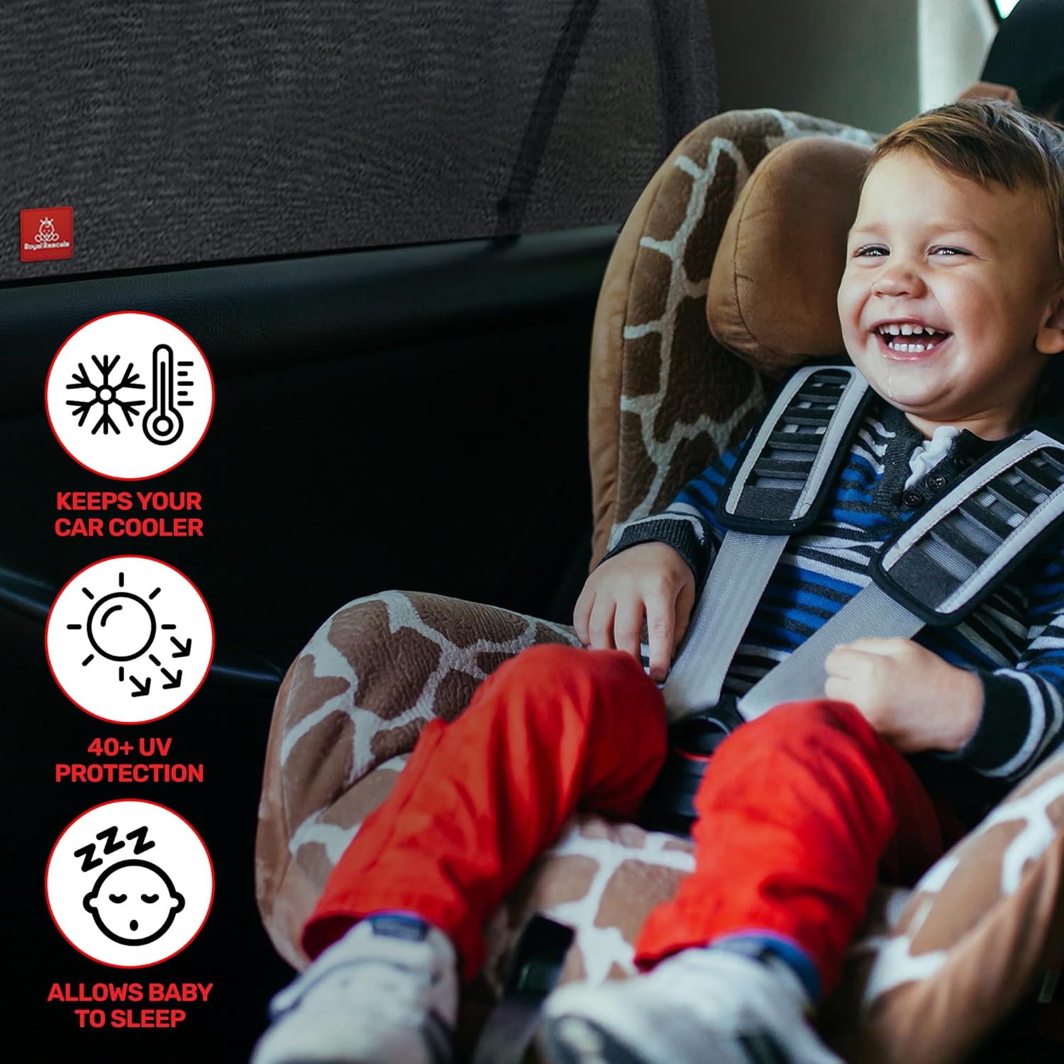 Royal Rascals Car Window Shade x2, Car Sun Shades to Protect Babies & Children, Car Baby Essentials, 40+ UV Sun Protection, Full Window Covers, Car Shades to Fit Most Car Windows, Sun Shade for Baby