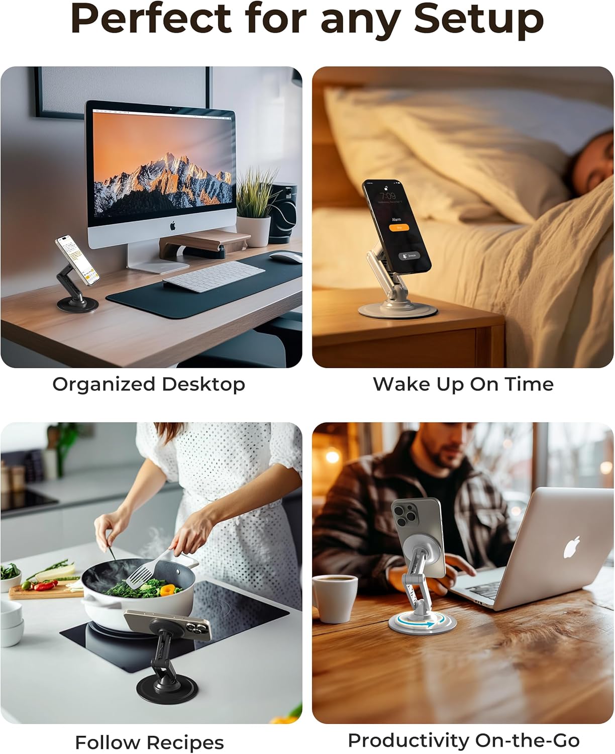 COOPER Mag360 Magnetic Phone Stand — Stealth Black (with 2 Metal Rings)
