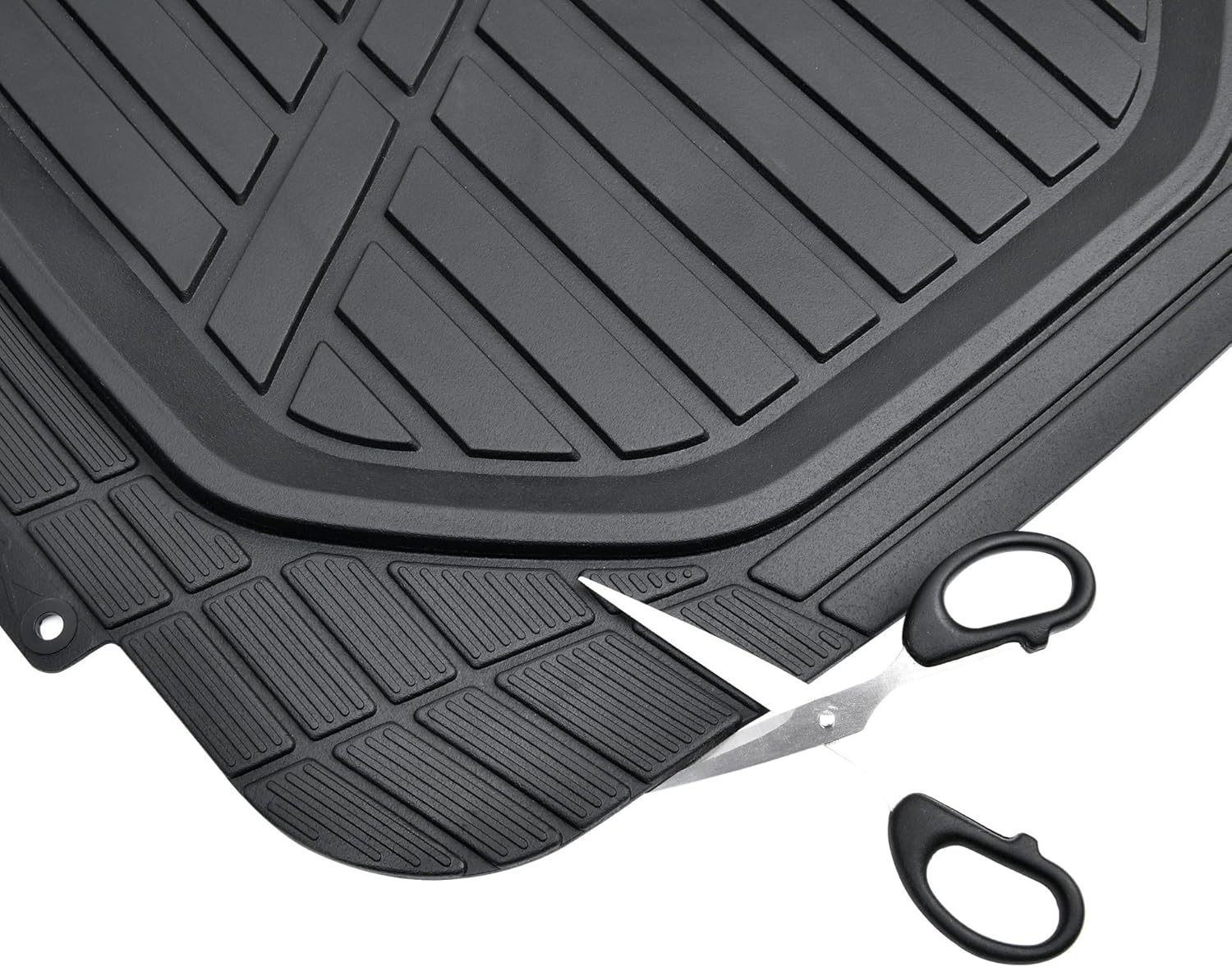 Amazon Basics 4-Piece All-Weather Protection Heavy Duty Rubber Floor Mats Set with Cargo Liner for Cars, SUVs, and Trucks，Black,Universal Trim to Fit