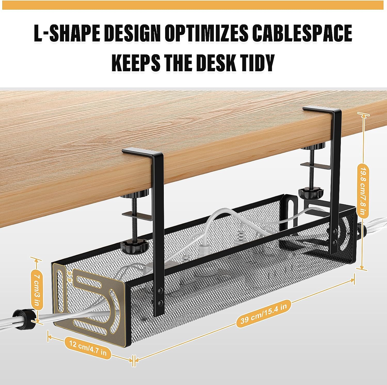 2 Pack Under Desk Cable Management Tray — No Drill