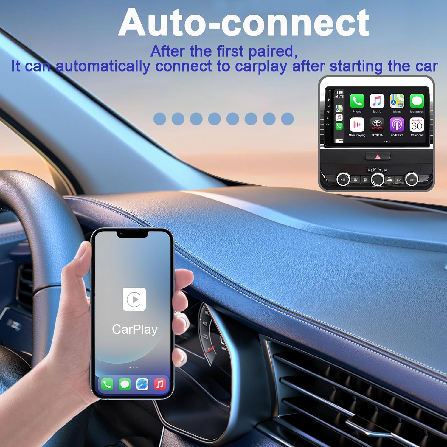 Wireless Carplay Adapter,Wireless Apple Carplay Dongle Adapter,Car Apple Carplay Bluetooth Adapter,Plug & Play 5GHz WiFi Online Update,Low Latency,Easy to Install,Support Newest iOS 16