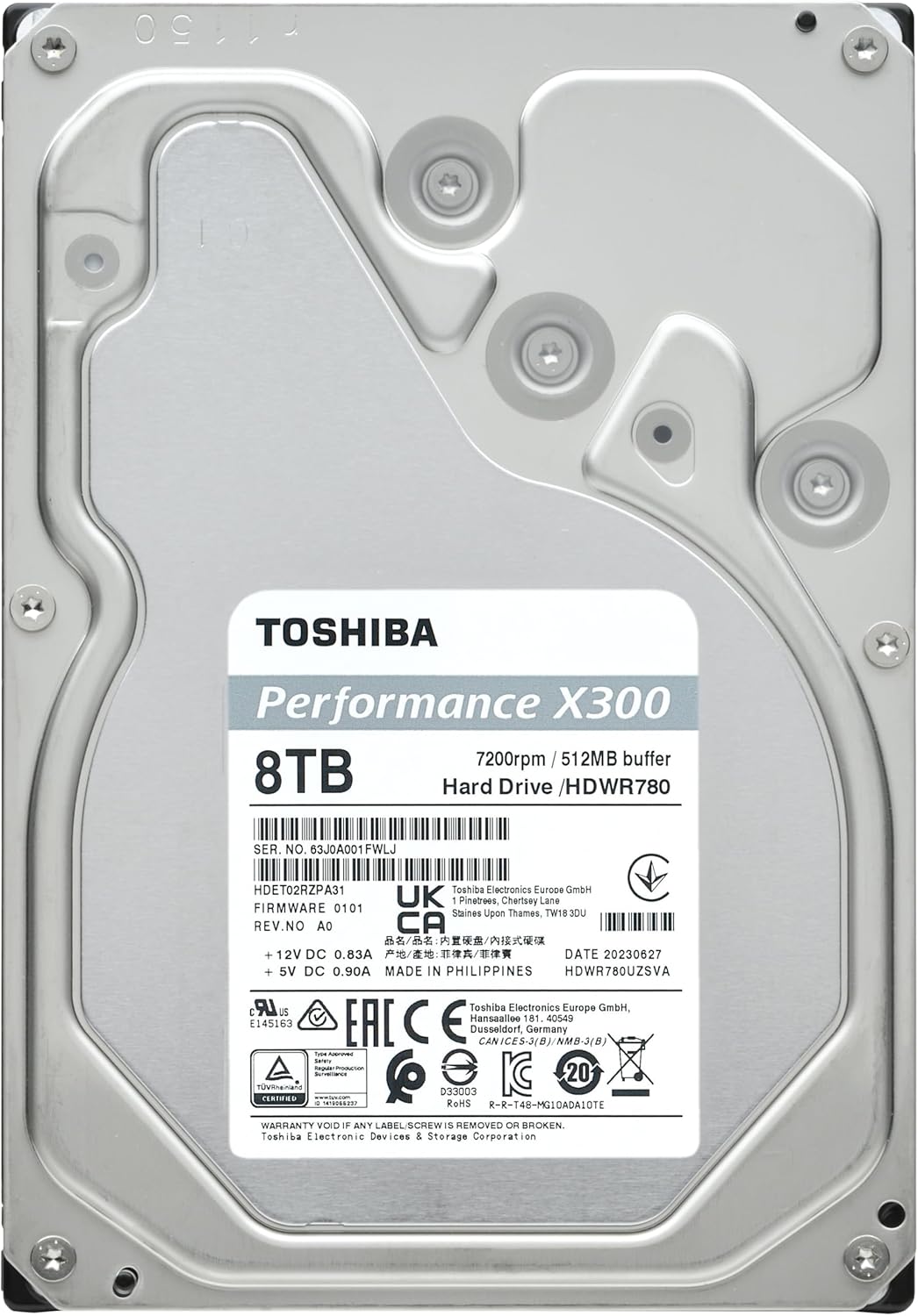 Toshiba X300 8TB Performance & Gaming 3.5-Inch SATA Internal Hard Drive – 7200 RPM, 512MB Cache