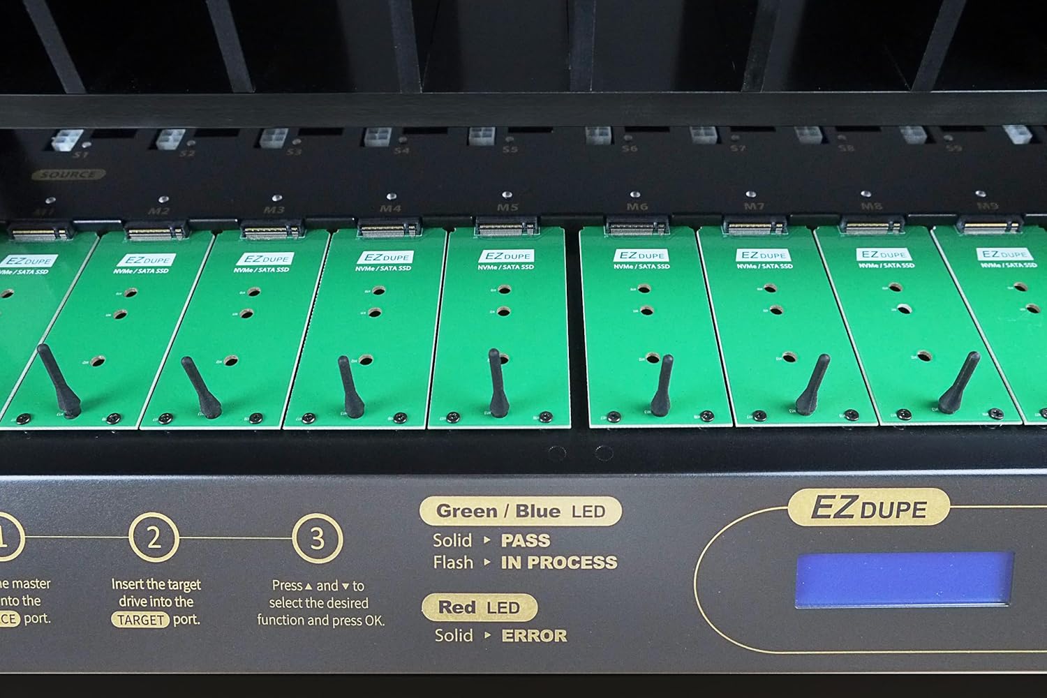 EZ DUPE 1-to-9 NVMe Cyclone Pro Duplicator & Eraser (300MB/s)