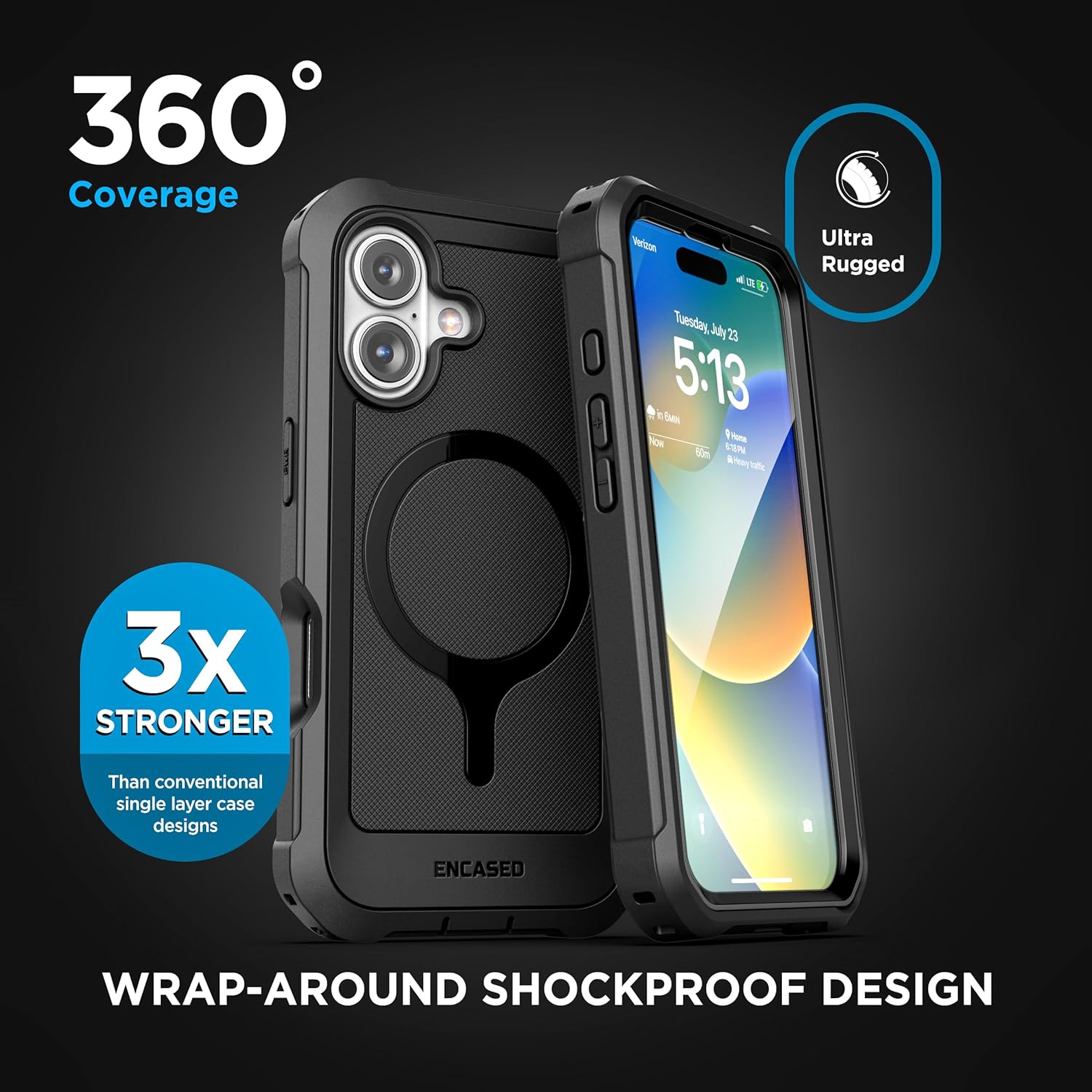 Encased Full-Body Protection for iPhone 16 Phone Case with Built-in Screen Protector / aussiezgoodshub.com
