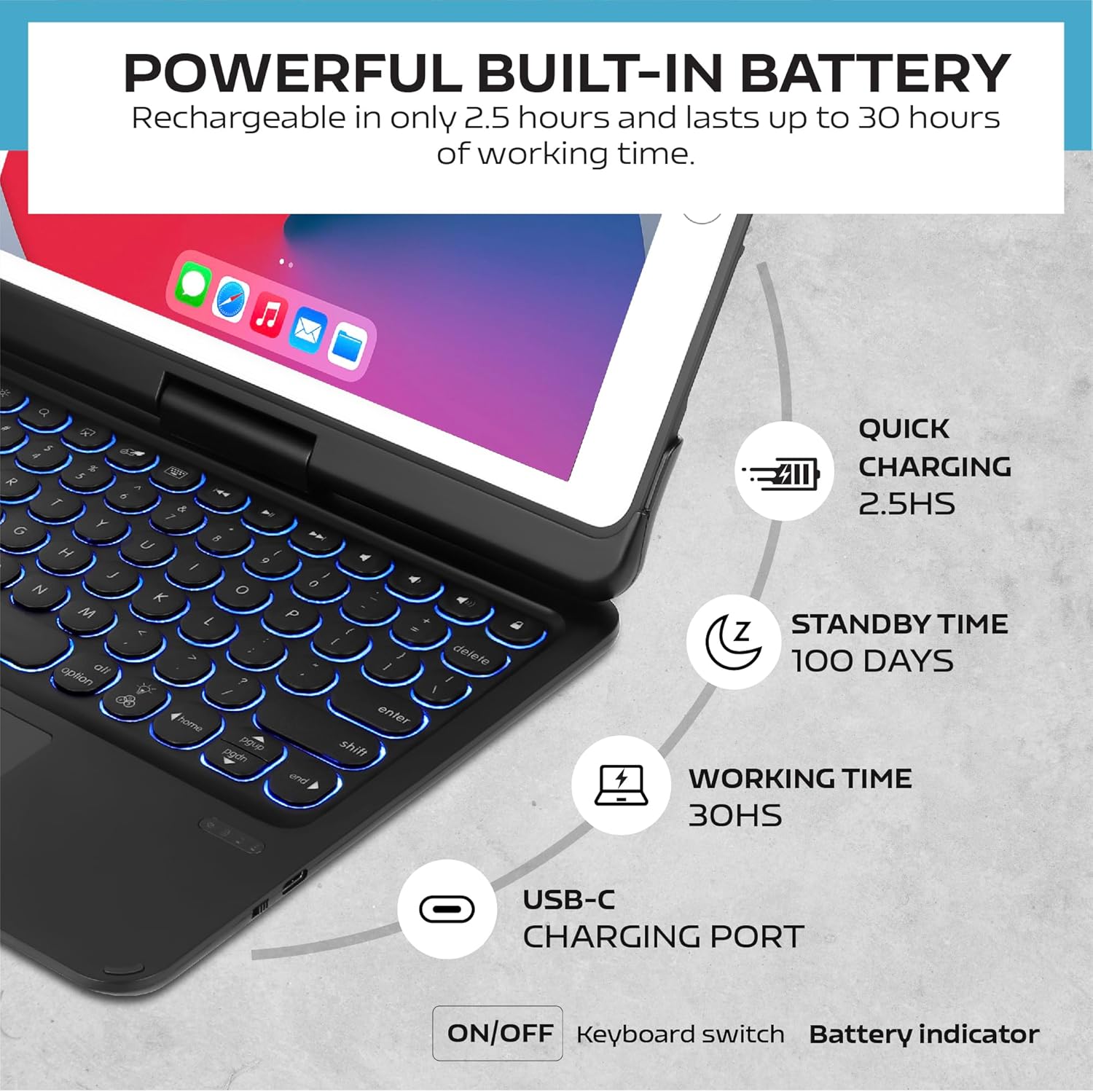 360° Keyboard Case with Touchpad for iPad 10.2” / 10.5” (7th / 8th / 9th Gen) Aussiez Goods Hub