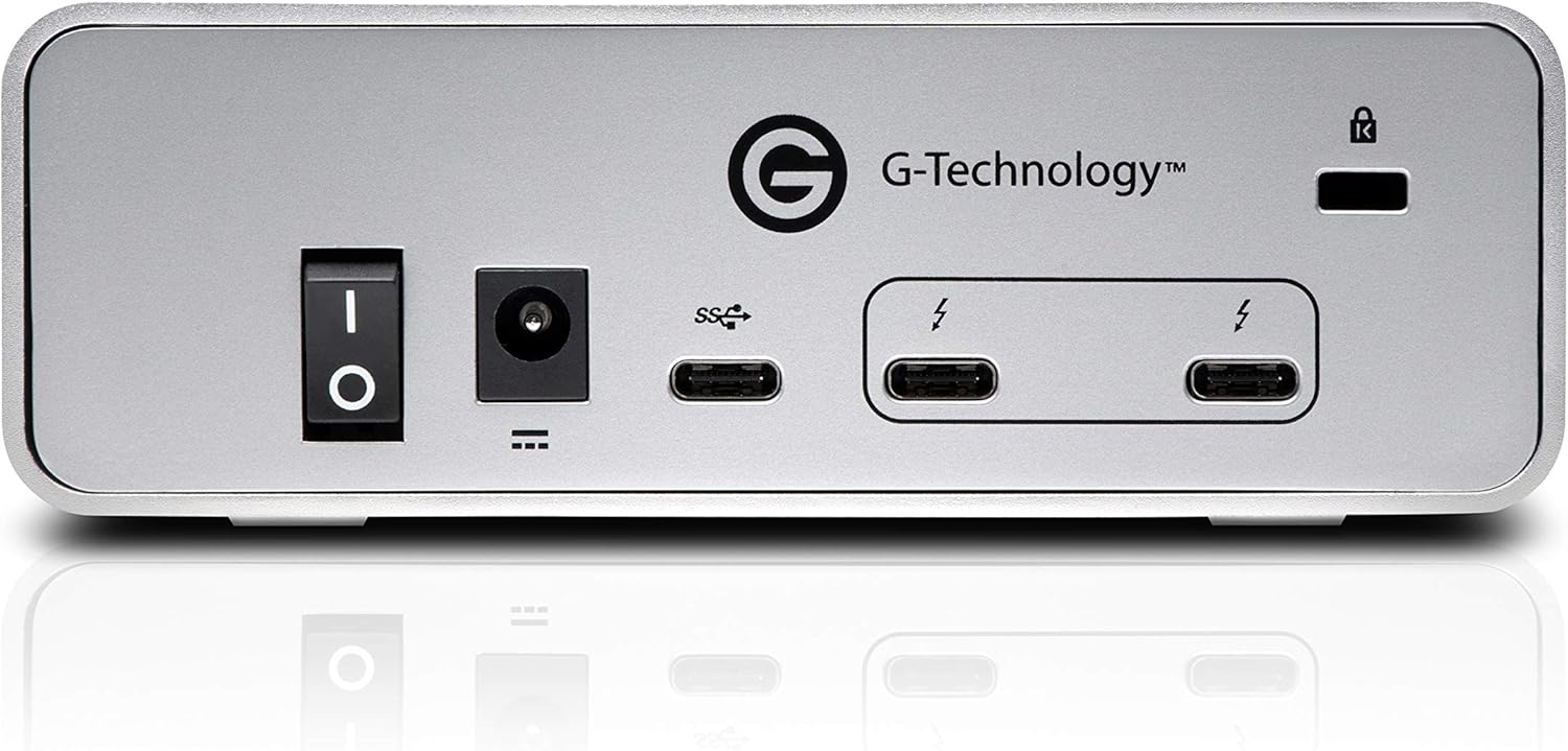 G-Technology G-Drive with Thunderbolt 3 and USB-C Desktop External Hard Drive, Silver 10TB