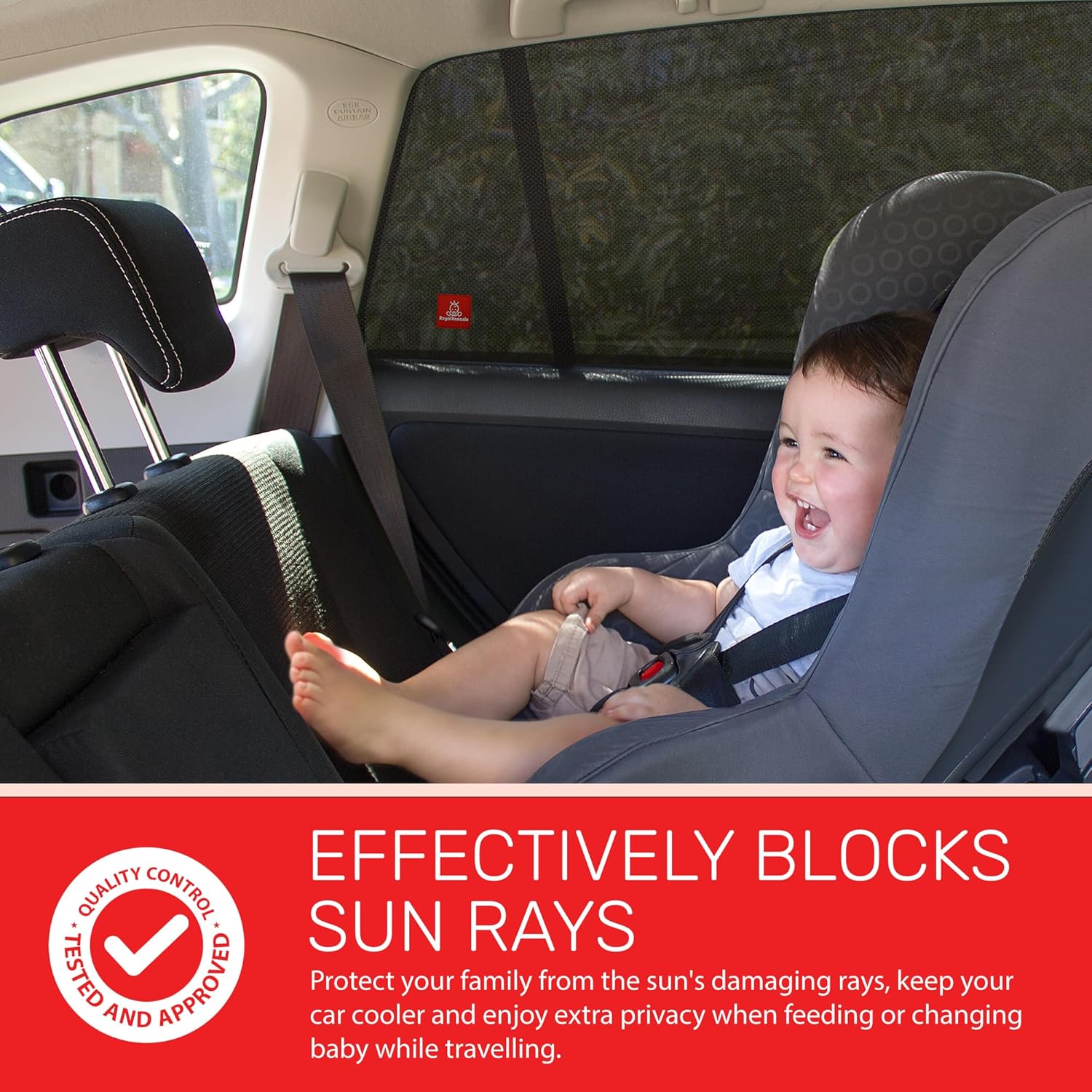 Royal Rascals Car Window Shade x2, Car Sun Shades to Protect Babies & Children, Car Baby Essentials, 40+ UV Sun Protection, Full Window Covers, Car Shades to Fit Most Car Windows, Sun Shade for Baby