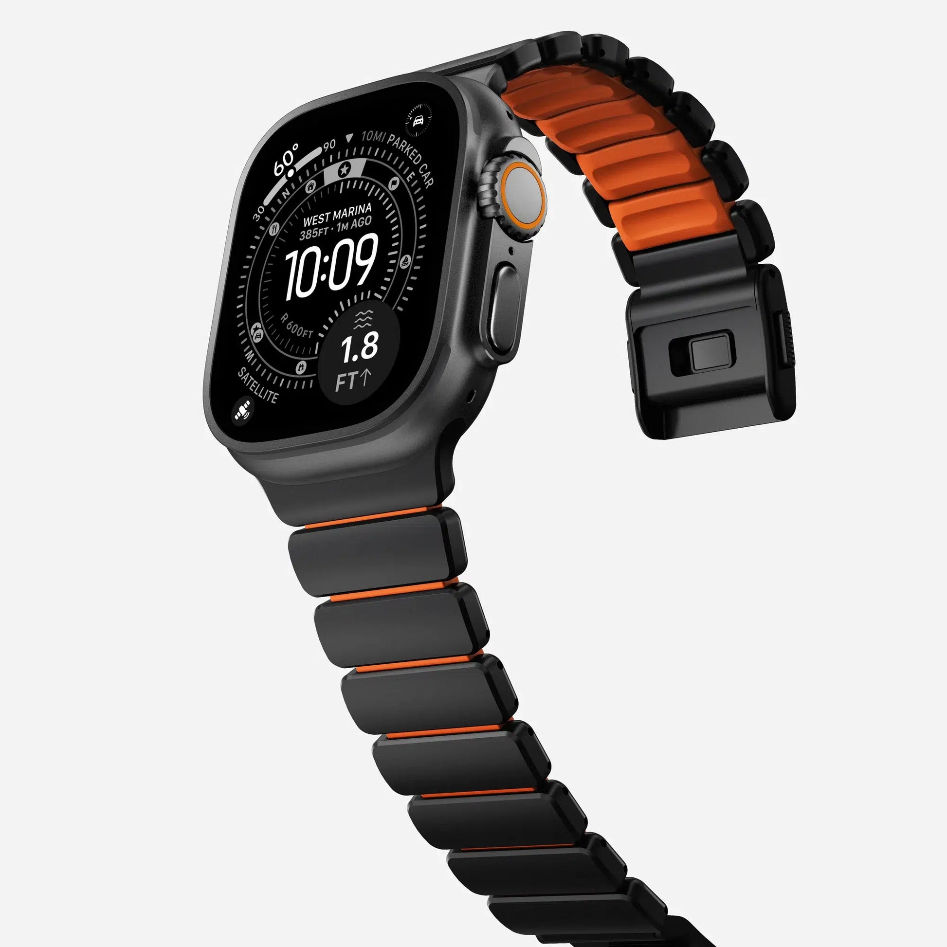 NOMAD Stratos Band – Ultra Orange (FKM + Titanium Hardware, Black Finish)