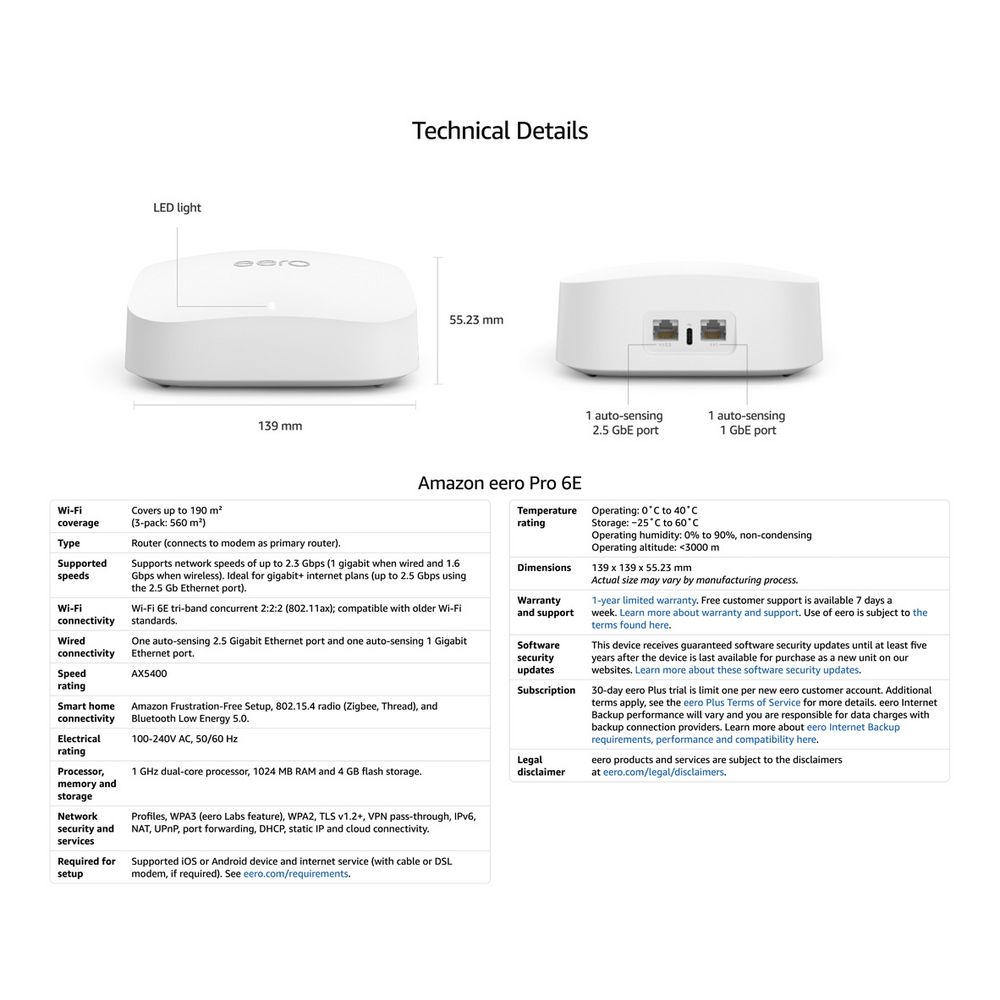 eero Pro 6E Mesh Tri-Band Wi-Fi 6E Router