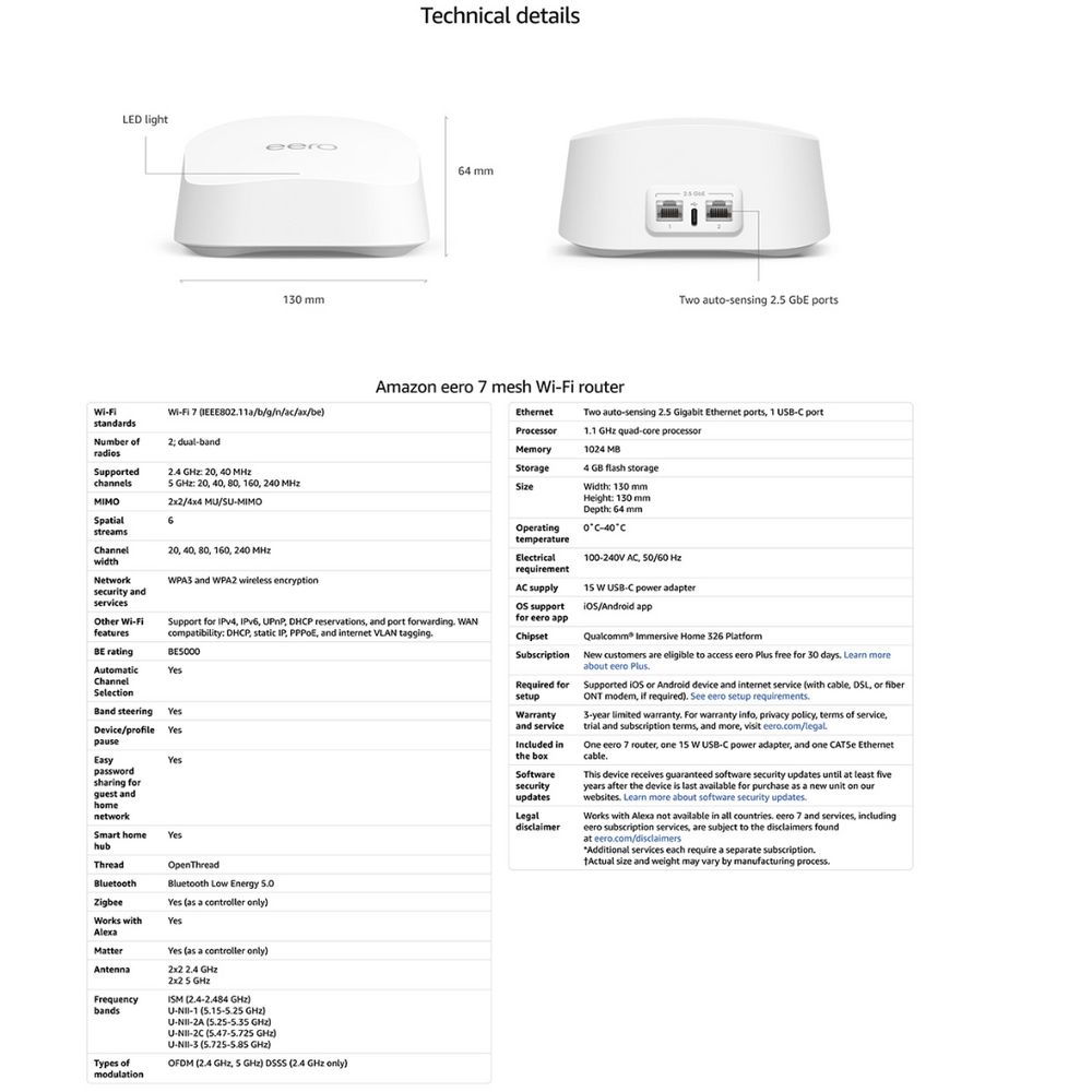 eero 7 Dual-Band Mesh Wi-Fi 7 Router
