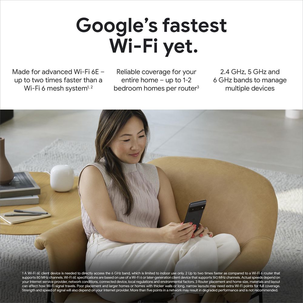 Google Nest WiFi Pro Home Mesh Wi-Fi 6E System
