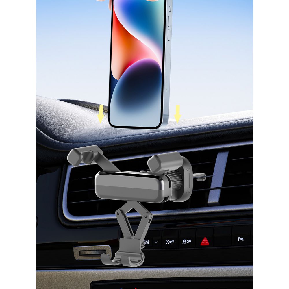 J.Burrows Auto-Retractable Gravity Air Vent Car Mount — Universal Clip-On Smartphone Holder