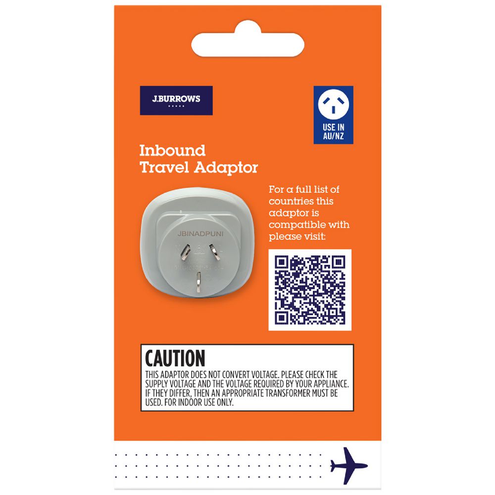J.Burrows Inbound Travel Adaptor to Australia & New Zealand J.Burrows