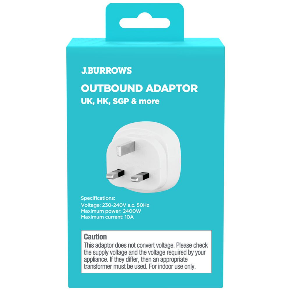 J.Burrows Outbound Travel Adaptor UK, Hong Kong & More J.Burrows