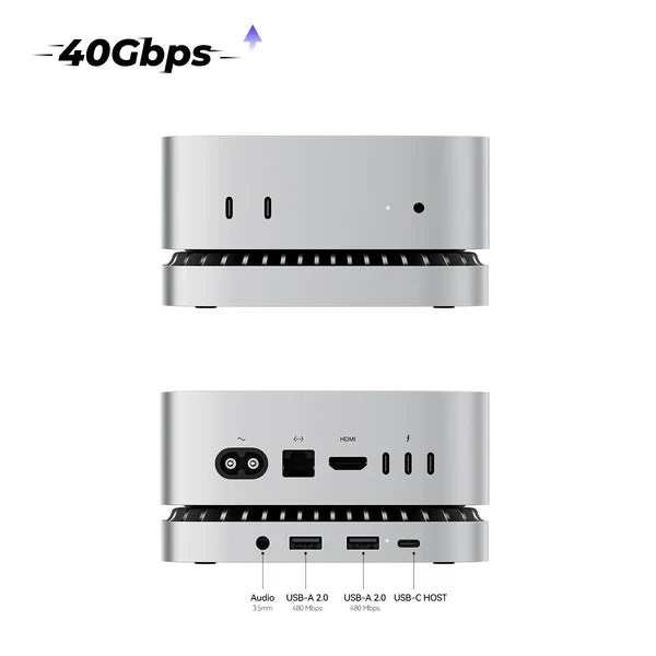 RayCue Mac Mini Hub & Stand with NVMe SSD Enclosure (US Plug)