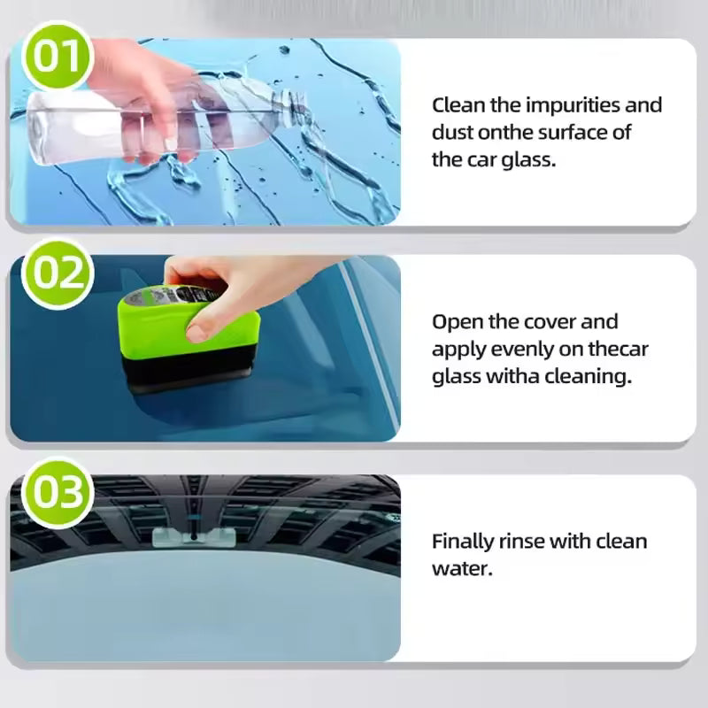 Automotive Car Glass Oil Film Remover — Windshield Cleaning Sponge Brush with Oil Film Eraser (150ml)