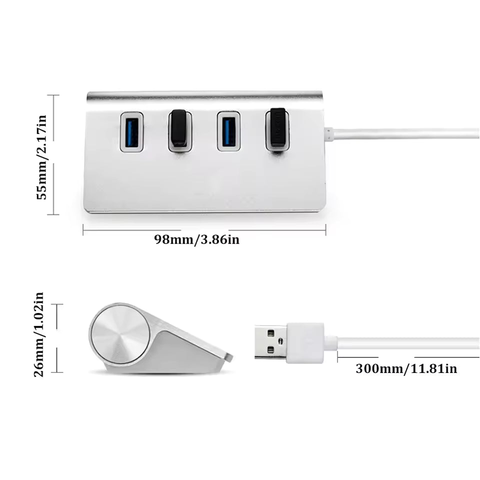 5Gbps High Speed USB 3.0 Hub 4/7-Port Aluminum Docking Station Splitter for Laptop & PC