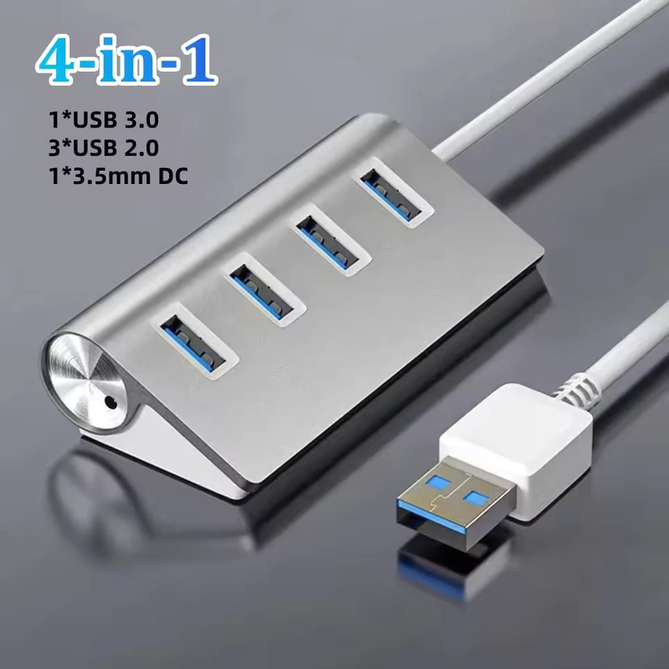 5Gbps High Speed USB 3.0 Hub 4/7-Port Aluminum Docking Station Splitter for Laptop & PC