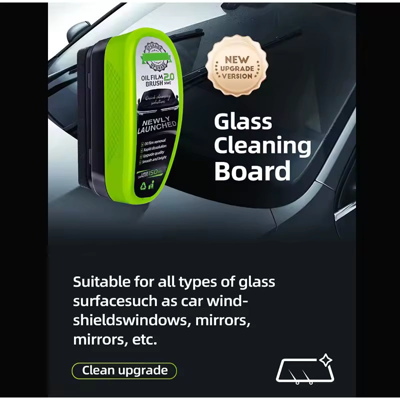 Automotive Car Glass Oil Film Remover — Windshield Cleaning Sponge Brush with Oil Film Eraser (150ml)