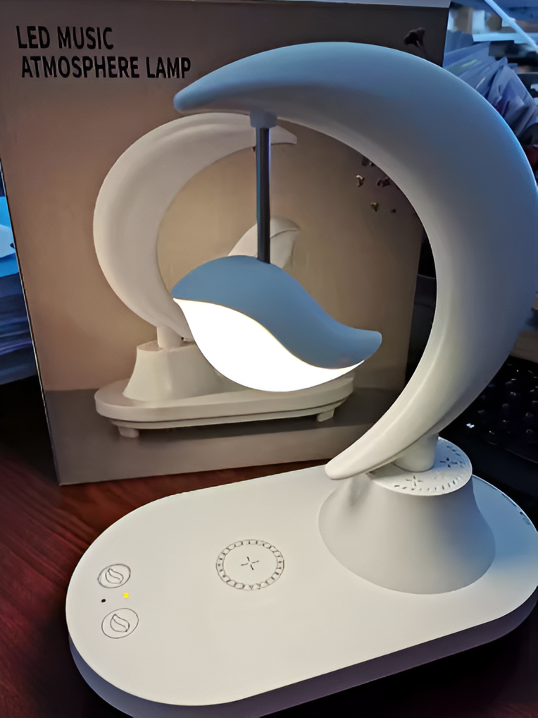 Smart LED Night Light Bedside Reading Lamp, Wireless Charging, Bluetooth, Music Speaker, Multi-function Bedroom Desk Lights