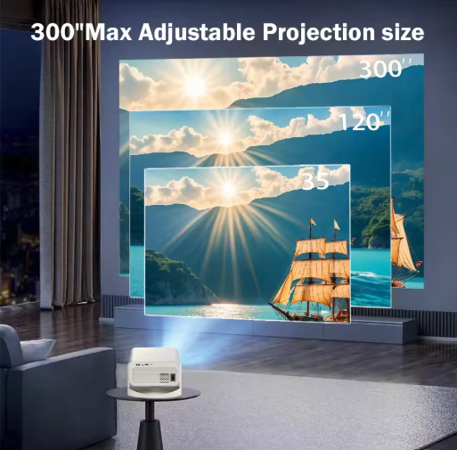 Portable Projector 4k 1920*1080P HD Resolution Intelligent Control 5G WiFi BT5.0 Home Theater Beamer Outdoor Movie LED Projector