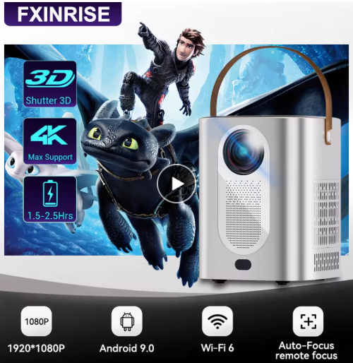 New Portable Movie Outdoor 1080P 650ANSI 4K Android11 L018 Projector With Auto Keystone Correction Focus Wifi6 BT5.2 Projector