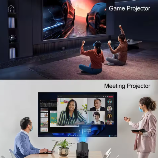 LVMAO HM400PRO supports 4K decoding 200ANSI Android11 Wifi6 AllwinnerH716 BT5.0 1280*720P Outdoor Portable Mini Cinema Projector