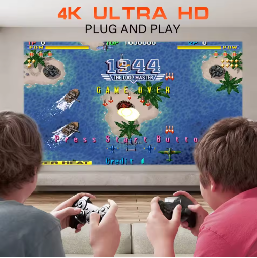 P30MAX 4K Game Projector Retro Drive 30000+ Video Games Emulator Console Portable Projector Home Theater Dual System