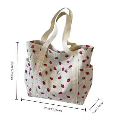 Fresh Sweet Girl Handbag Fashionable High end Corduroy Printed Shoulder Bag Leisure Shopping Commuter Women's Underarm Bag