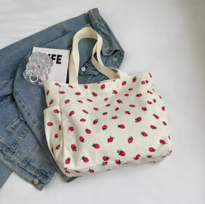 Fresh Sweet Girl Handbag Fashionable High end Corduroy Printed Shoulder Bag Leisure Shopping Commuter Women's Underarm Bag