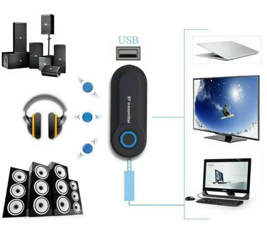 Bluetooth Transmitter 3.5MM Jack Audio Adapter Wireless Bluetooth Stereo Audio Transmitter Adapter For PC TV Headphones