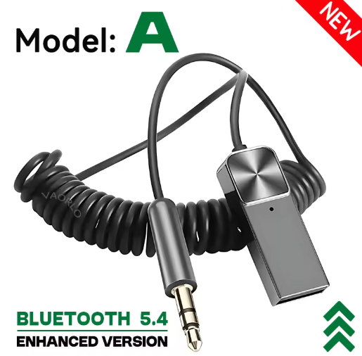 New Upgrades Bluetooth 5.4 Audio Receiver USB To 3.5mm AUX Car Wireless Music Adapter With HD MIC For Car Kit Wired Speaker