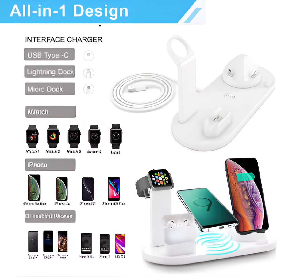 30W 7 in 1 Wireless Charger Stand Pad For iPhone Apple Watch Airpods Pro iWatch