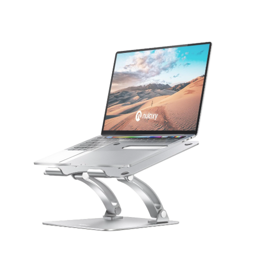 Nulaxy Laptop Stand, Ergonomic Height Angle Adjustable Laptop Riser HolderSupports Up to 22 Lbs-Silver