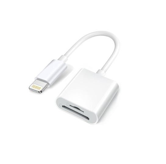 Apple Lightning to SD & TF Card Dual Slot Reader for iPhone/iPad, 2 in 1 Micro SD TF Trail Camera Viewer Memory Card Adapter, Plug and Play.