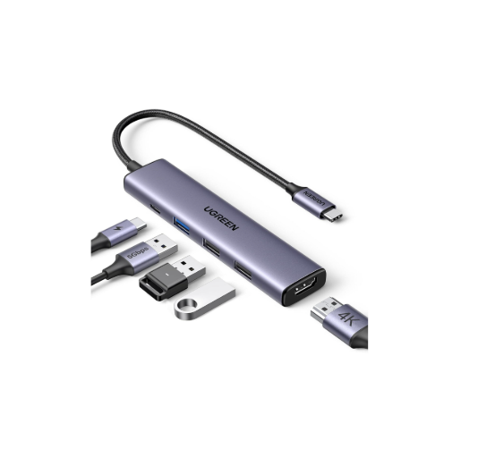 UGREEN Revodok 105 USB C Hub 5 in 1 Multiport Adapter 4K HDMI, 100W Power Delivery, 3 USB A Data Ports, Type C Dongle for PC, Laptop, MacBook Air, iMac, iPad, iPhone 16/15 Pro Max, Galaxy S24