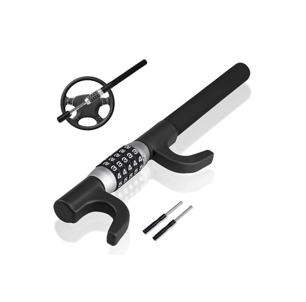 Steering Wheel Lock, Heavy Duty Keyless Password Anti-Theft Lock, Retractable Car Security Lock for Vehicle Truck SUV Van
