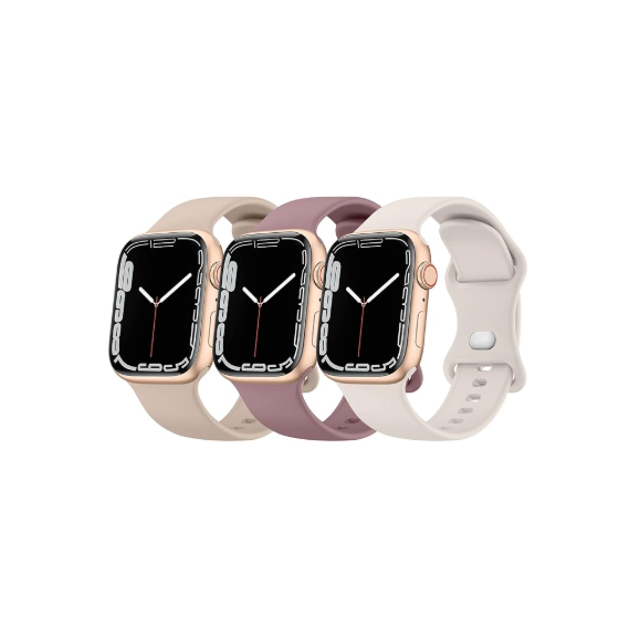 3 PACK Sport Bands Compatible with Apple Watch Band 38mm 40mm 41mm 42mm 44mm 45mm 49mm,Soft Silicone Waterproof Strap Compatible with iWatch Apple Watch Series Ultra 8 7 6 5 4 3 2 1 SE Women Men